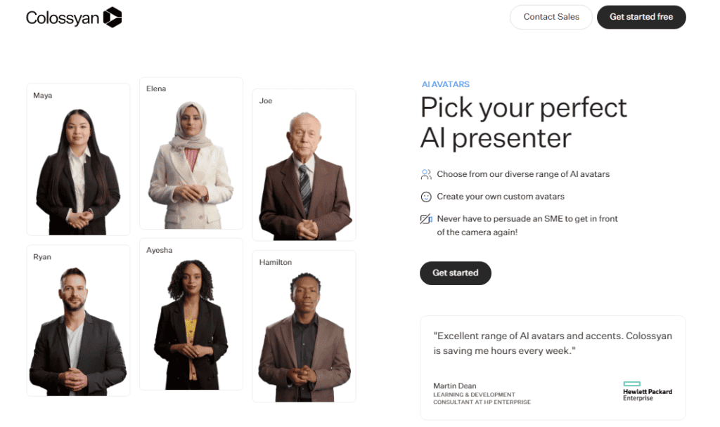 Choose your AI presenter in Colossyan.