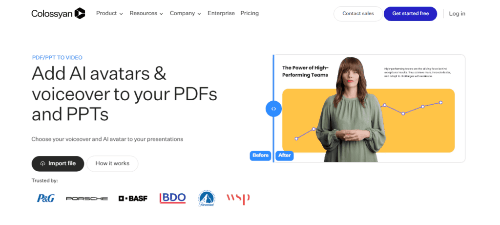Convert your PDFs and PPTs to AI avatars with Colossyan.
