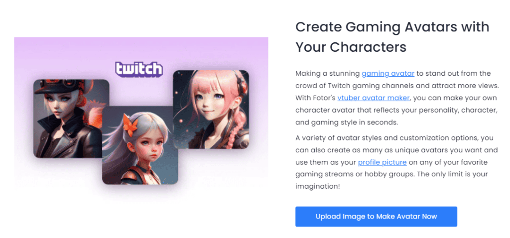 Create gaming avatars in Fotor.