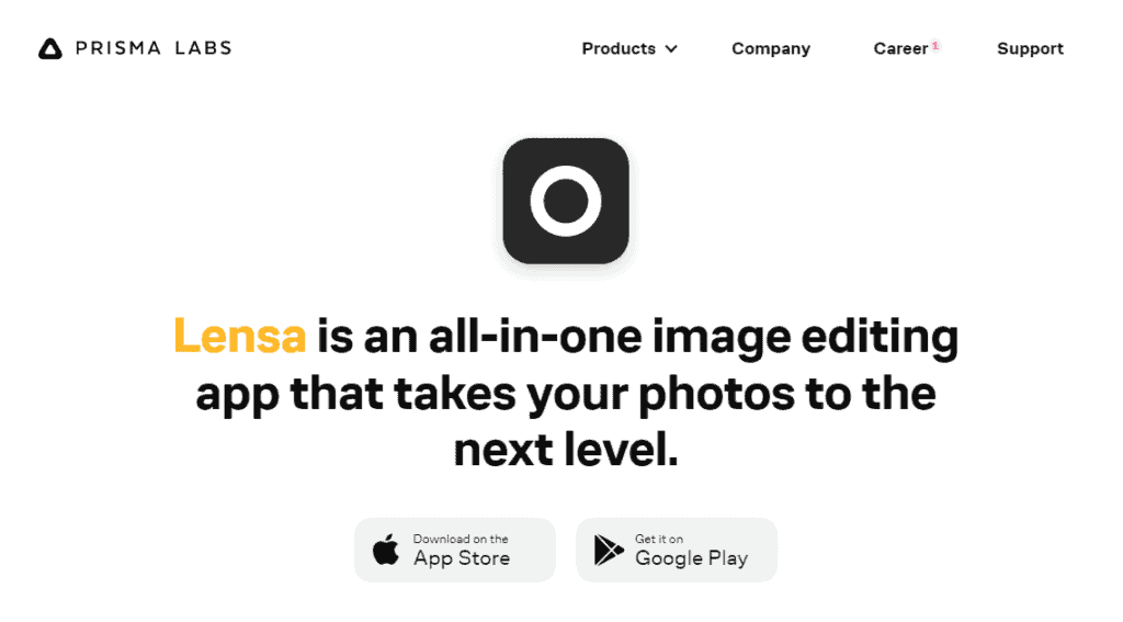 Lensa AI Homepage.